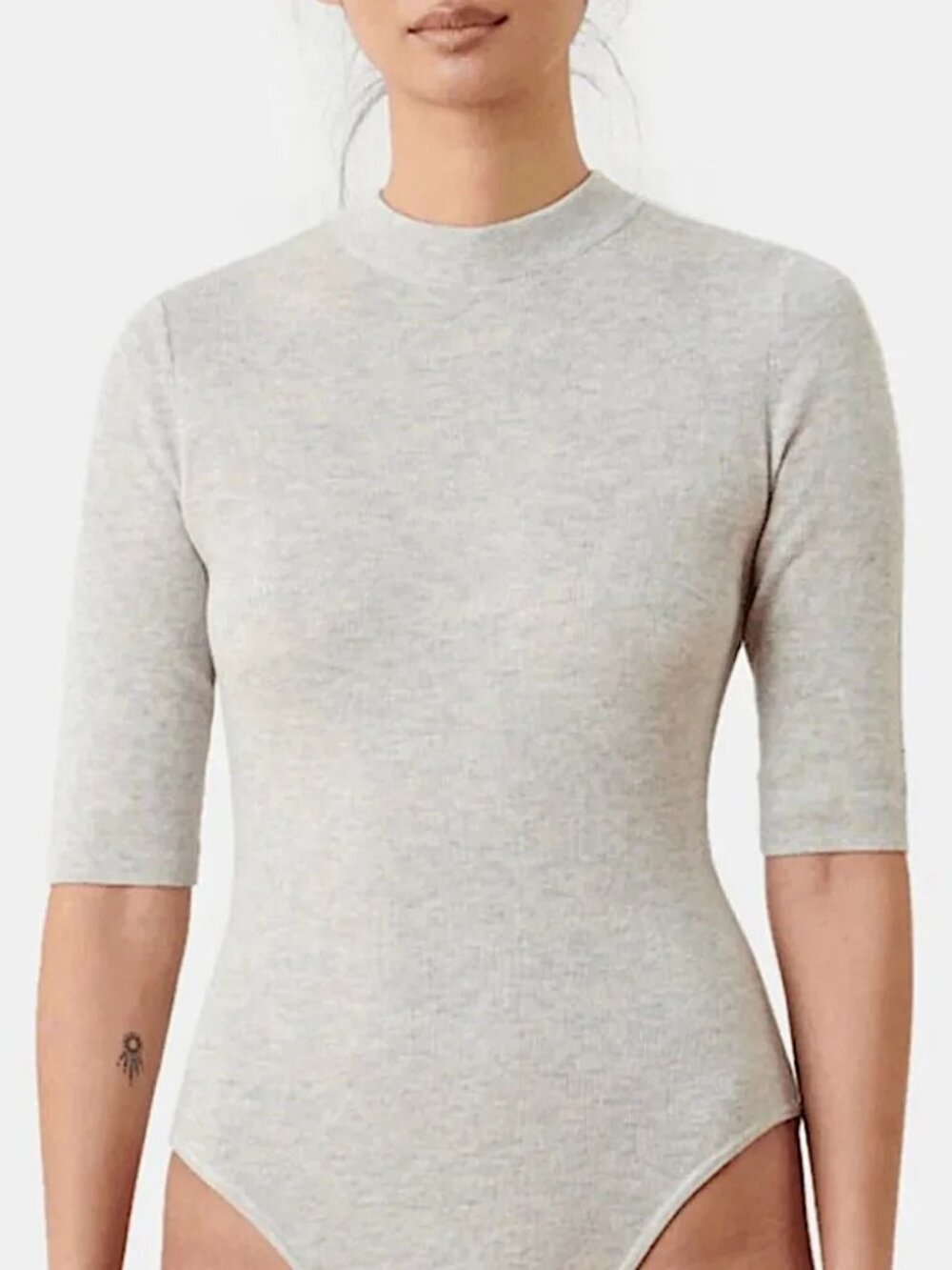 ADAY Like a Glove Merino Lyocell Heather Grey Bodysuit - Sz L
